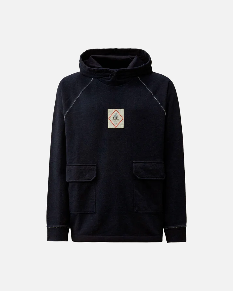Худи C.P. Company Indigo Fleece Vanisé Logo Hooded Sweatshirt