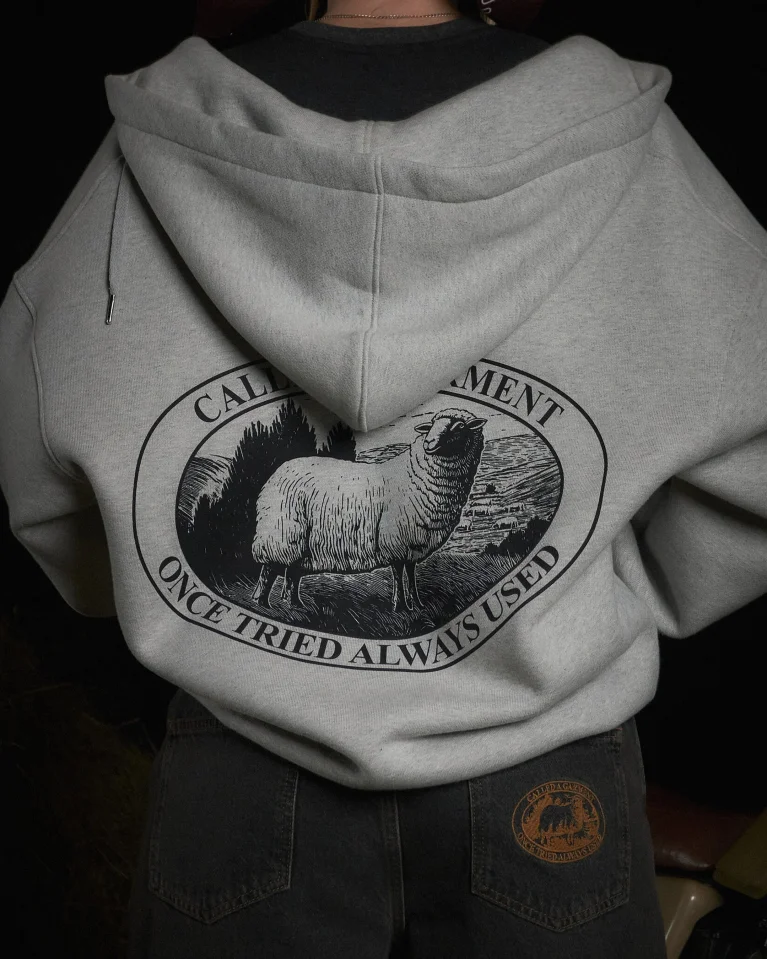 Зиппер CALLED A GARMENT Stamp Heavy Cotton Grey Melange