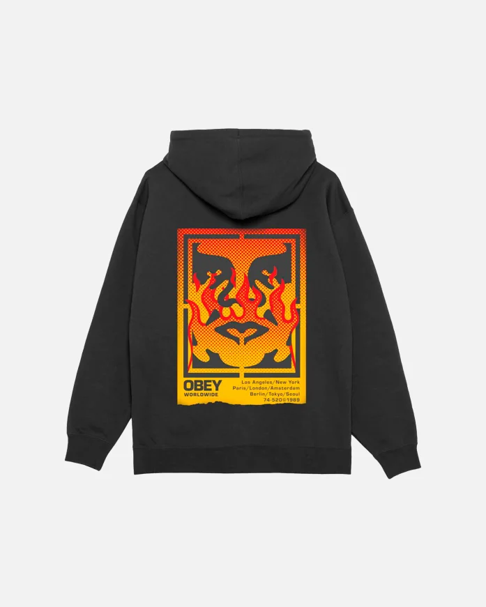 Худи OBEY Icon Stencil Flame Black