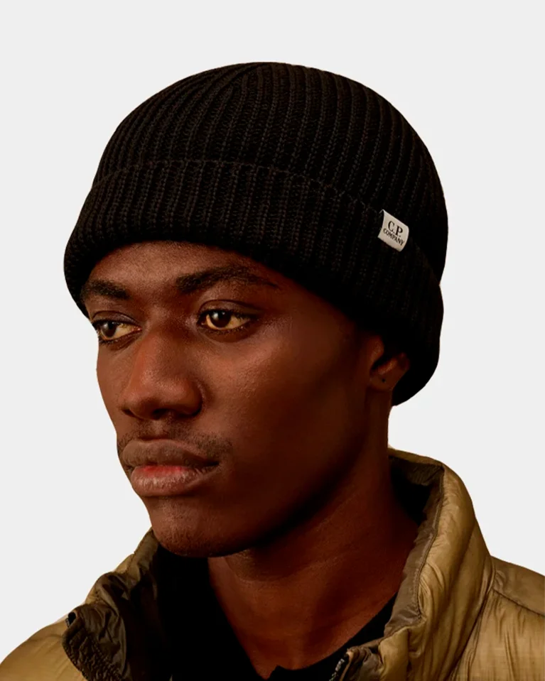Шапка C.P. Company Extrafine Merino Fisherman Beanie Black